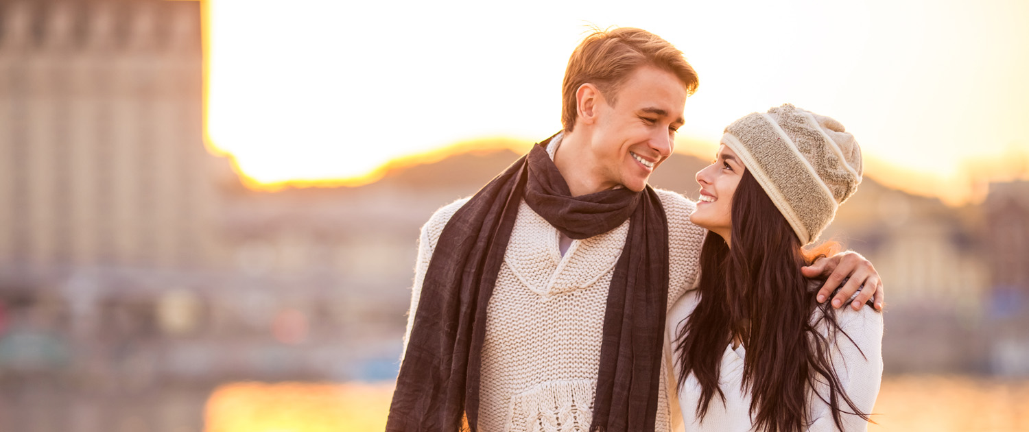 Smiling couple taking a stroll